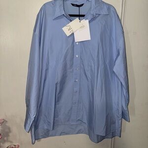 Zara over size Light Blue Casual Button Down Shirt